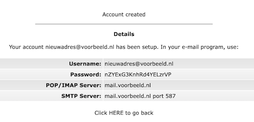 nieuw e-mail adres bevestiging