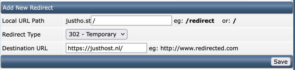 DirectAdmin Redirection setup