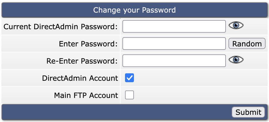 Wachtwoord wijzigen in DirectAdmin