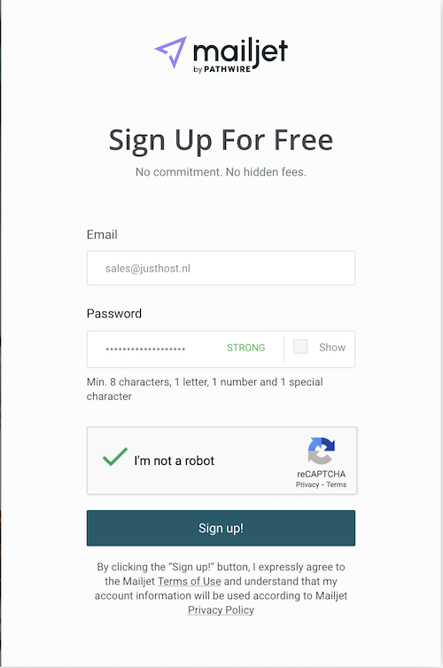aanmaken mailjet account