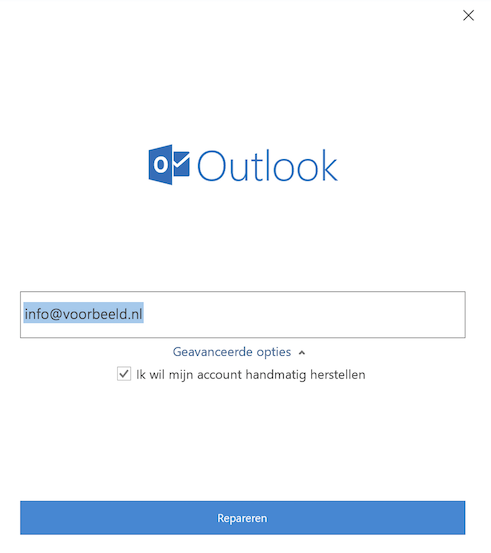 e-mailadres invullen met geavanceerde opties