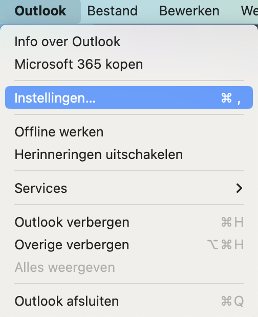 outlook instellingen