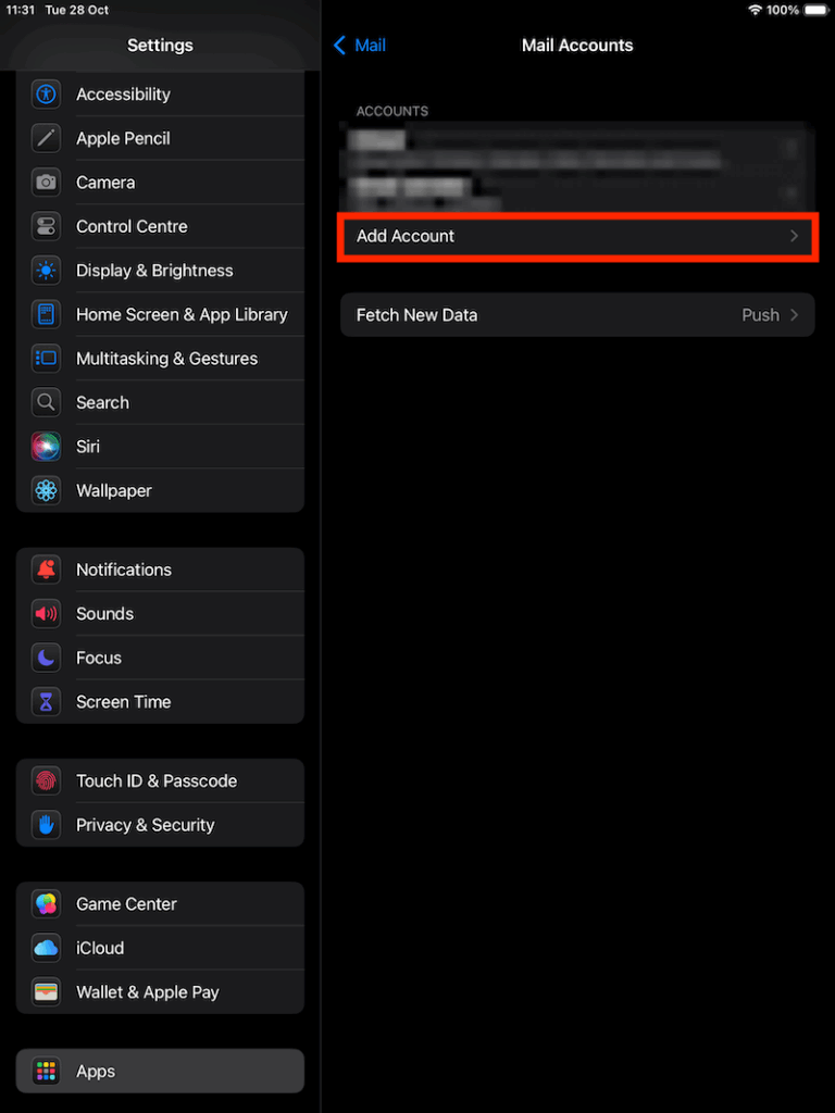 E-mail instellen op iPad