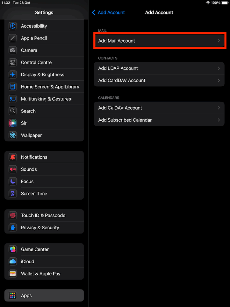 E-mail instellen op iPad
