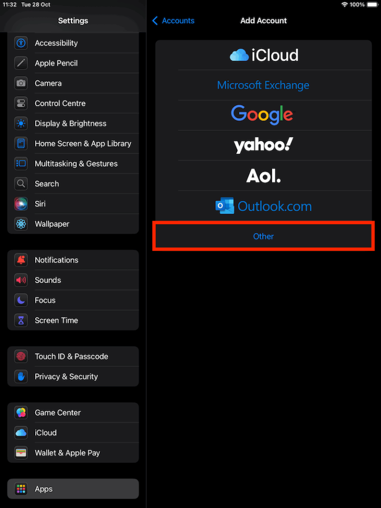 E-mail instellen op iPad