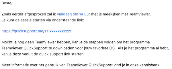 Just Host TeamViewer QuickSupport uitnodiging