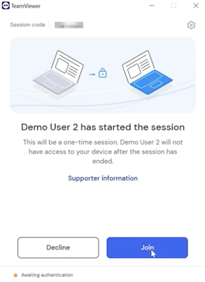 Just Host TeamViewer QuickSupport Sessie starten