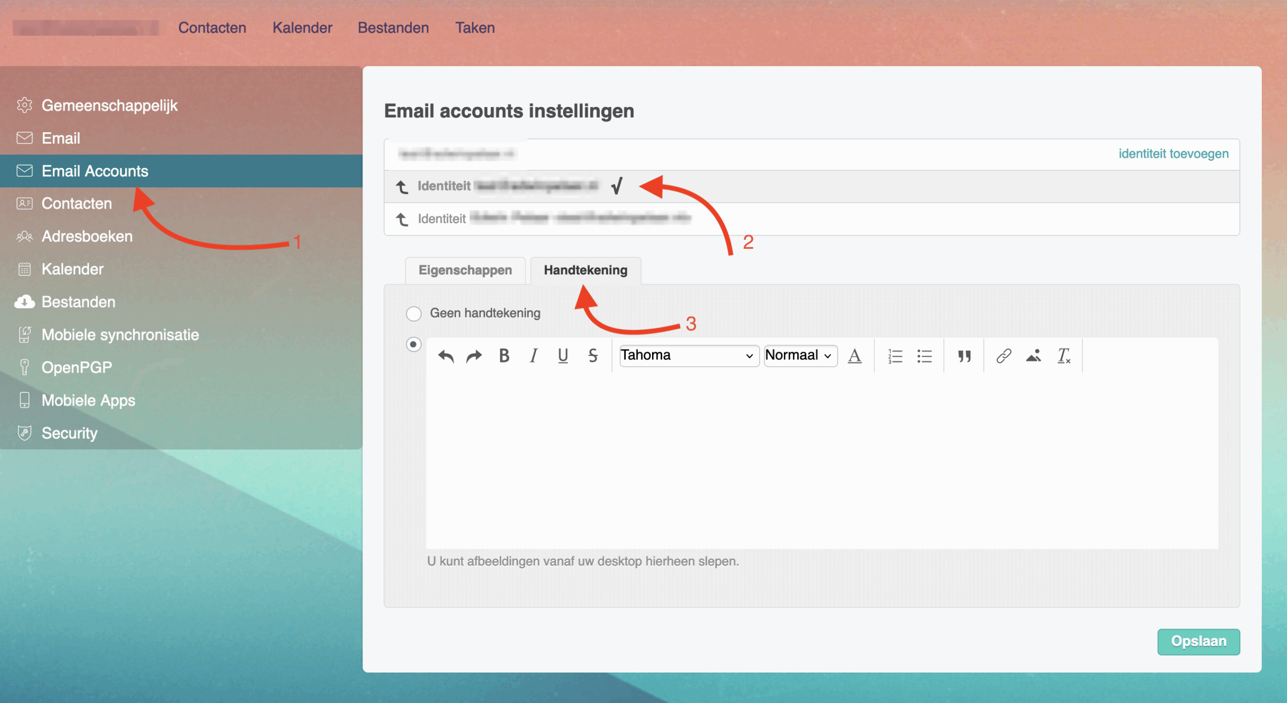 WebMail Pro handtekening stappen