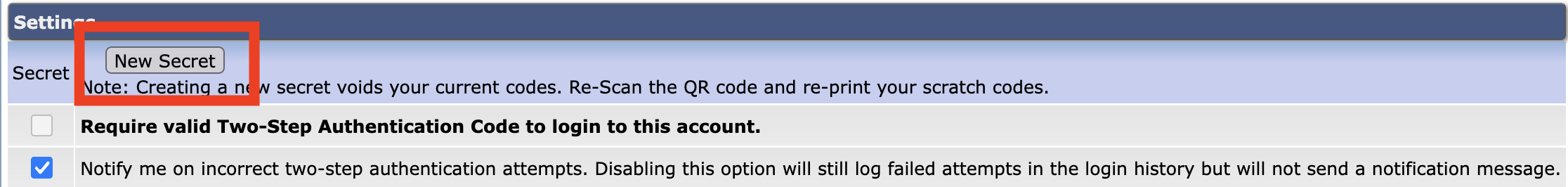 DirectAdmin 2 factor authenticatie stap 3