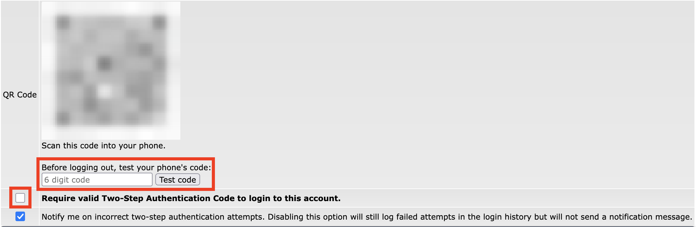 DirectAdmin 2 factor authenticatie stap 4